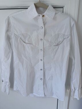 Vintage Rockmount Ranch Wear White Western Pearl Snap Shirt S